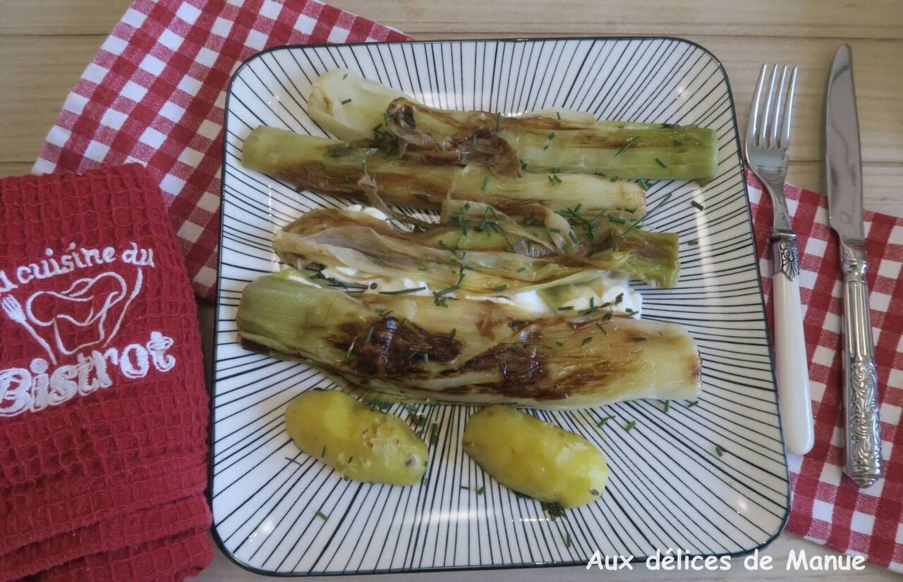 Poireaux crémeux sur burrata et réduction de balsamique