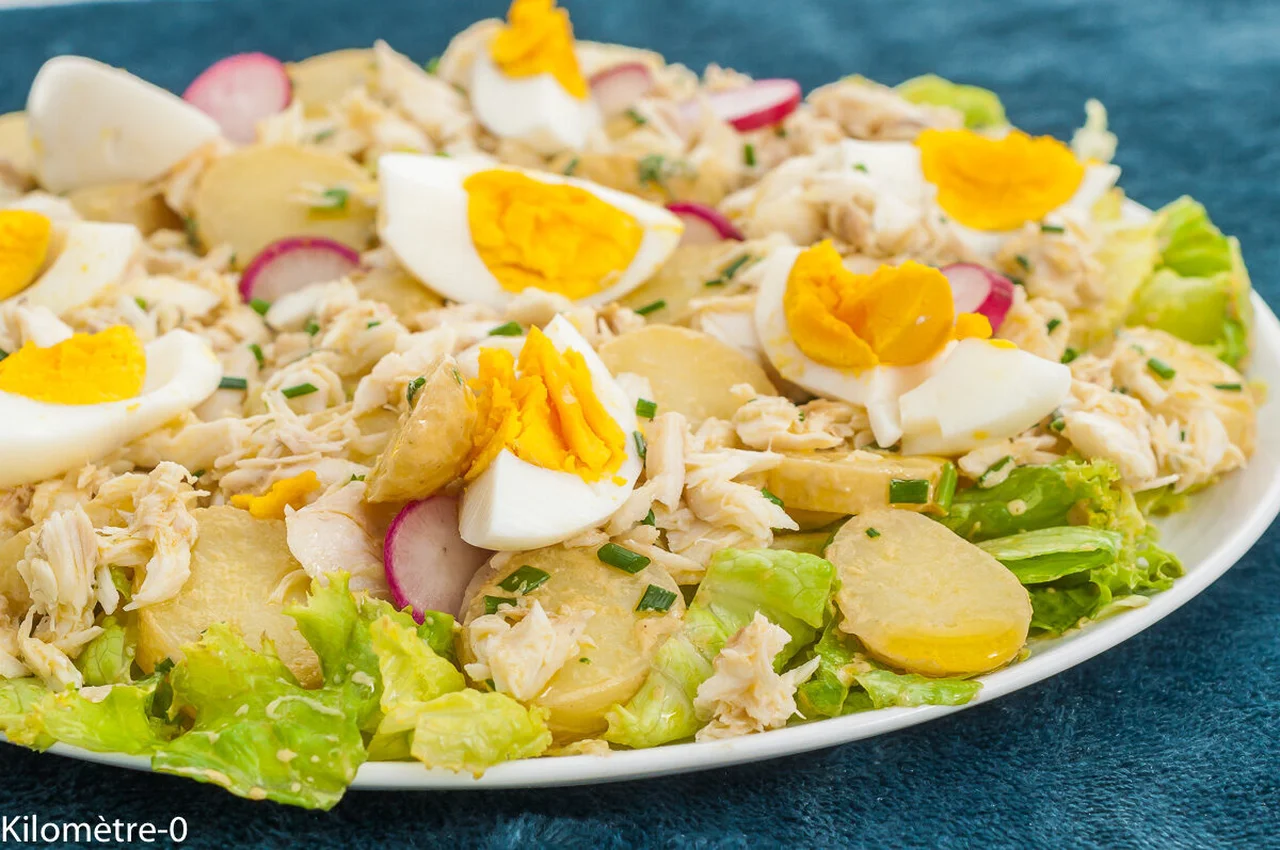 Salade de bar aux pommes de terre nouvelles et œufs durs