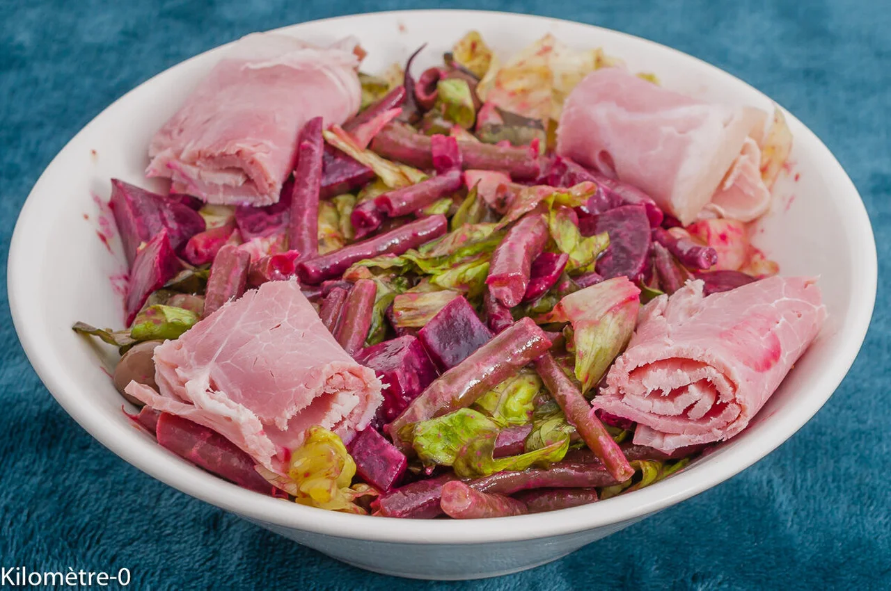 Salade de haricots verts aux betteraves et olives