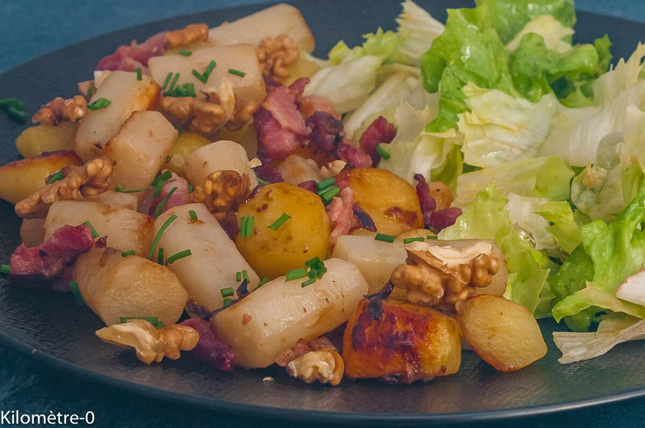 Scorsonères et pommes de terre aux lardons