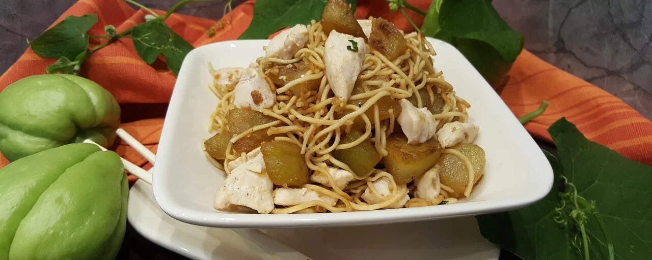 Chayotes au poulet saveurs asiatiques