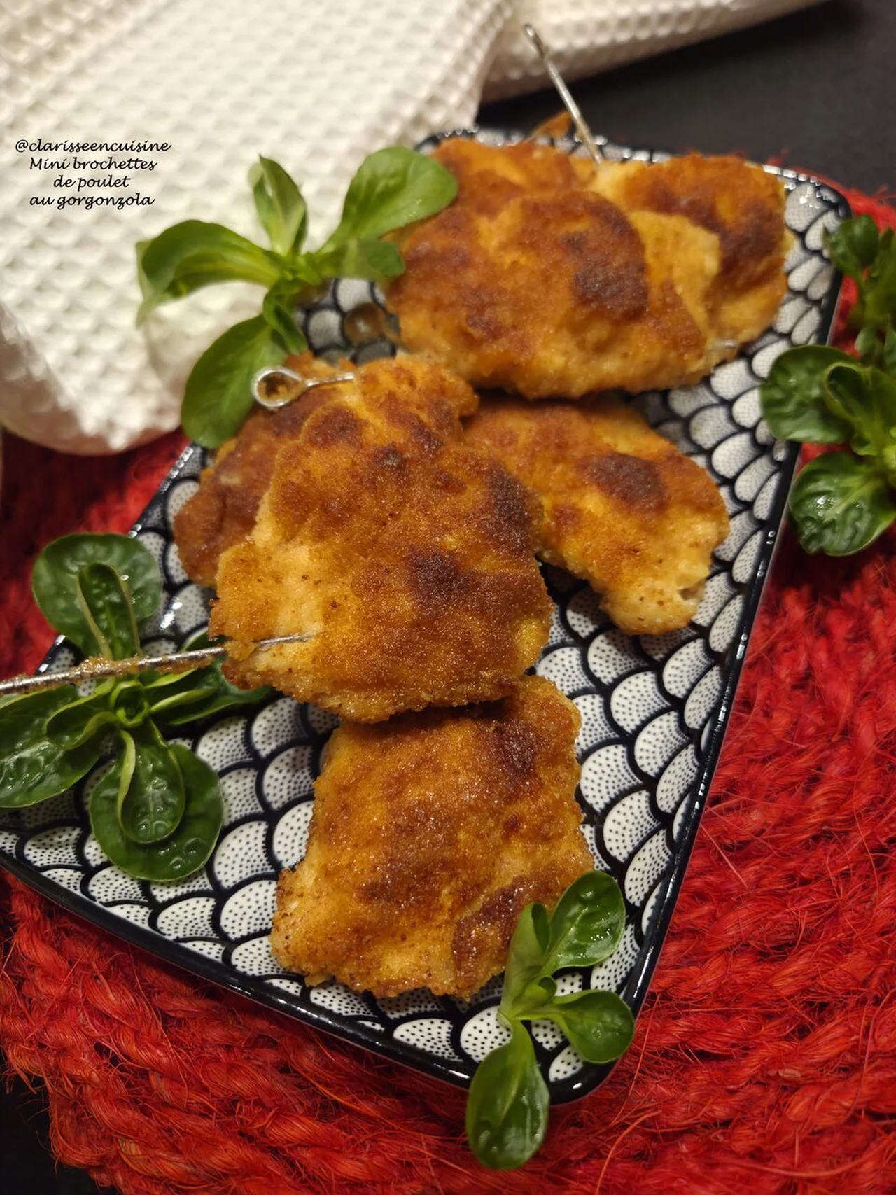 Mini brochettes de poulet au gorgonzola