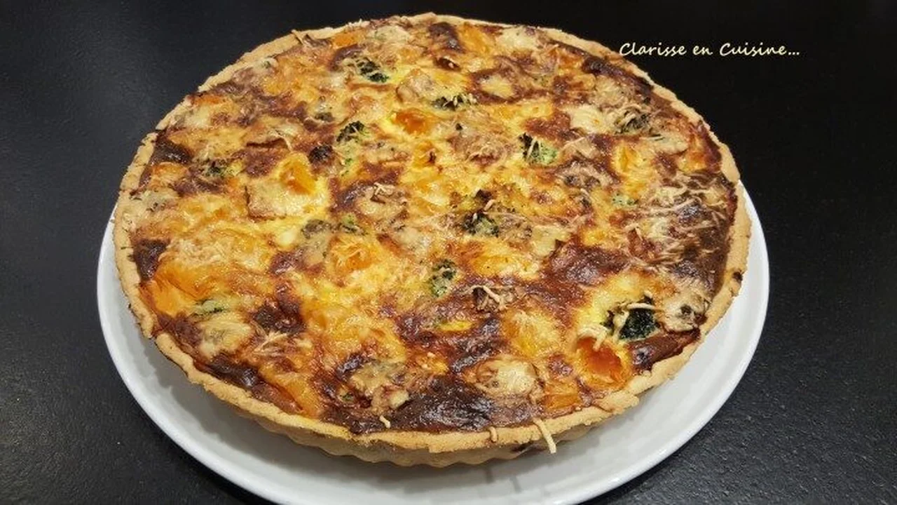 Tarte butternut brocoli au saumon et bleu d'Auvergne