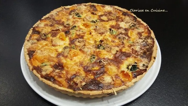 Tarte butternut brocoli au saumon et bleu d'Auvergne
