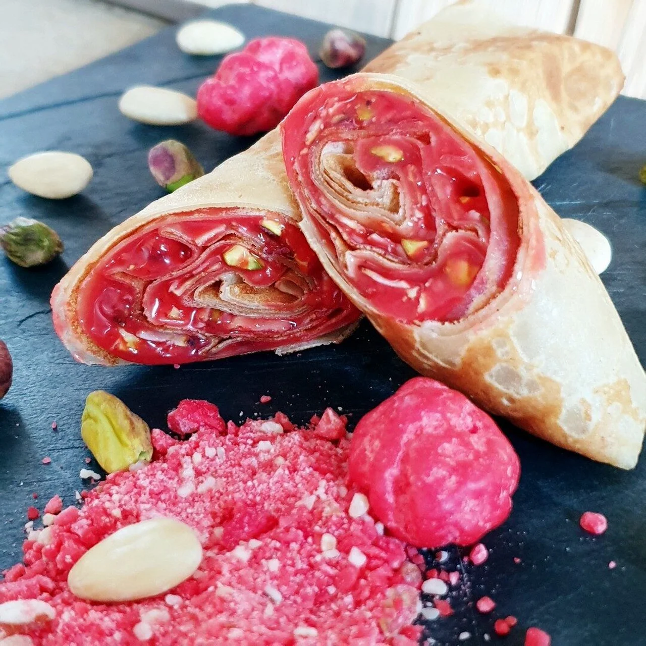 Crêpe à la crème de praline rose