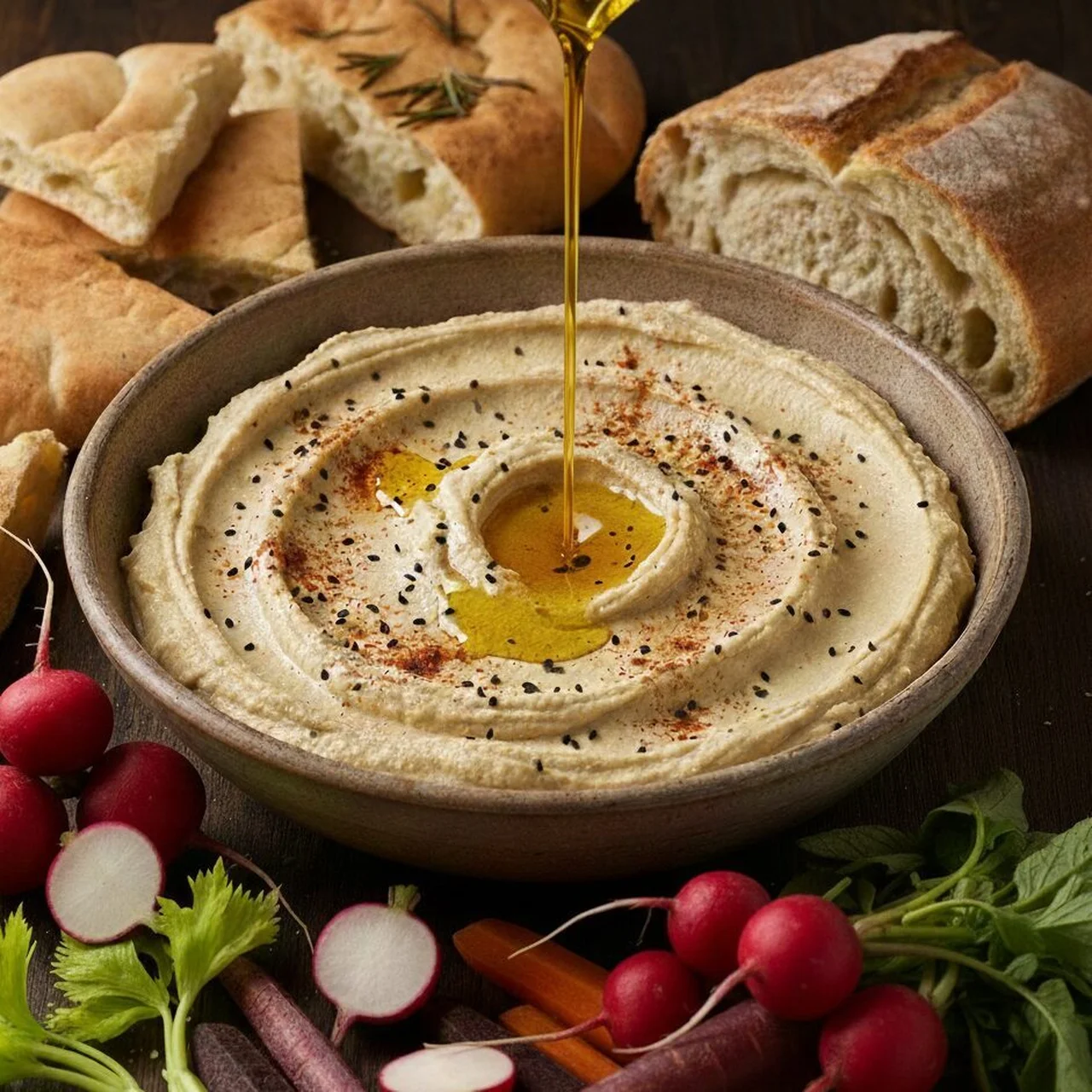 Houmous à l'ail noir et au piment fumé