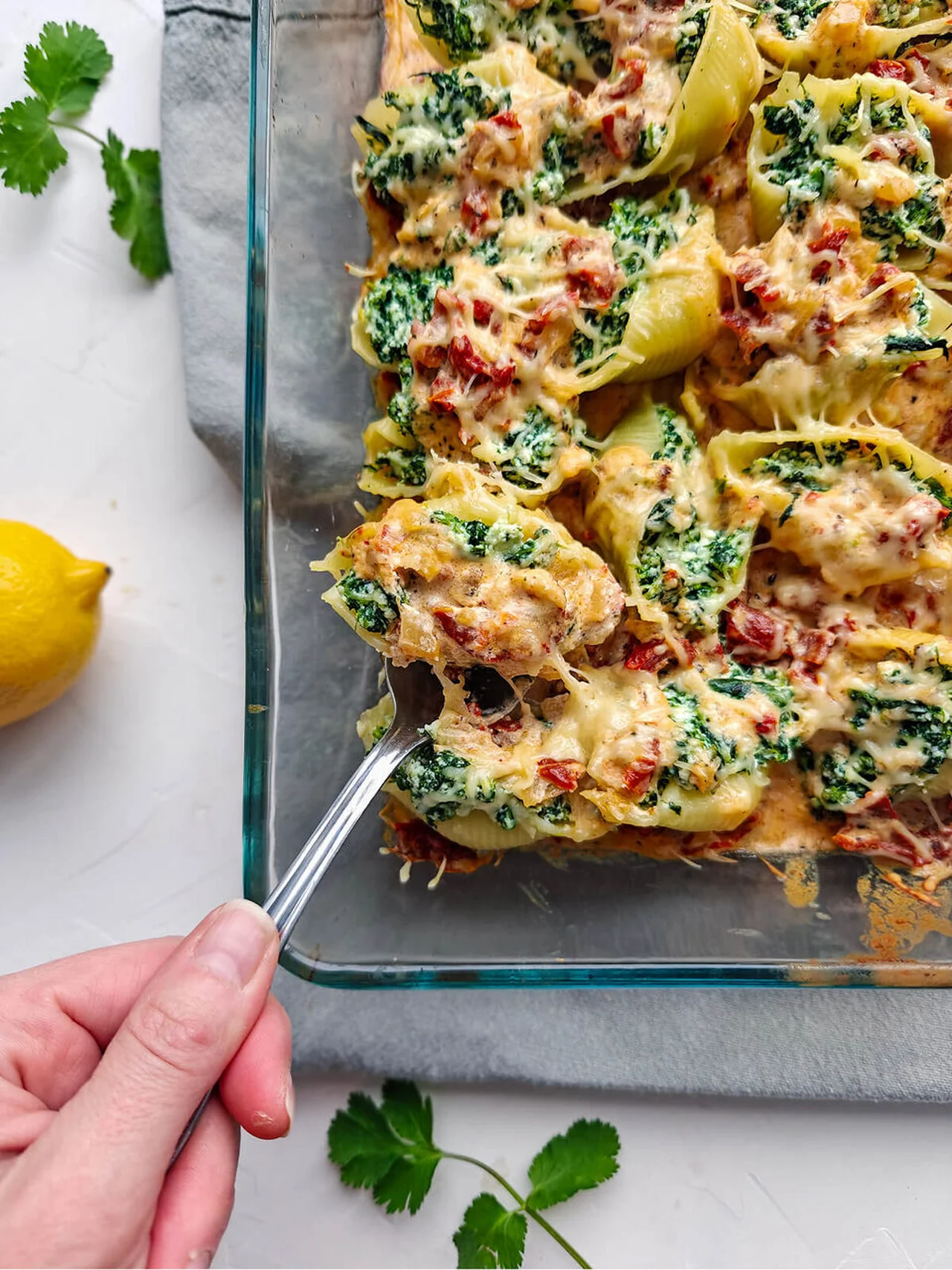 Conchiglioni ricotta épinards et sauce crémeuse