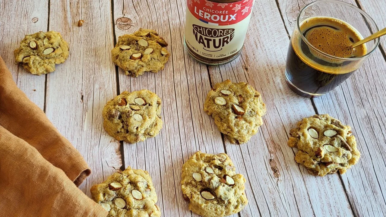Cookies chicorée aux amandes et chocolat