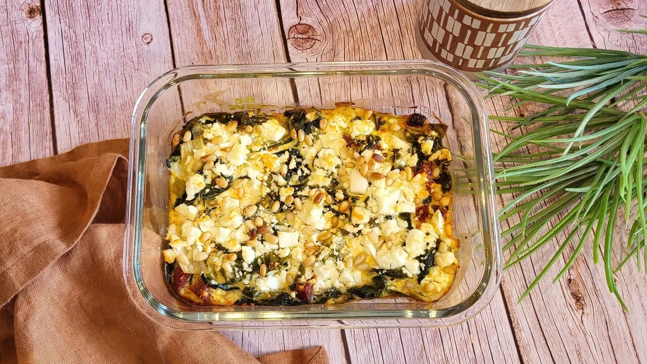 Gratin de blettes, chorizo et feta