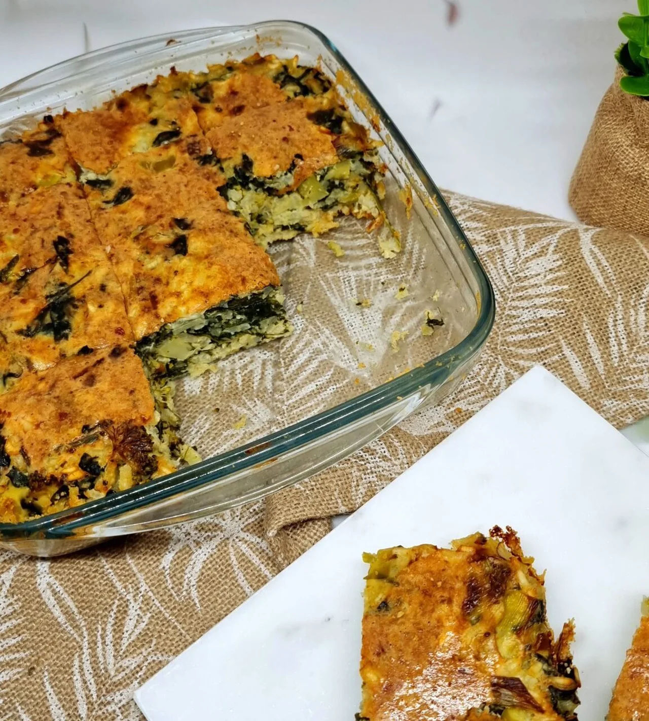 Gâteau de riz aux poireaux et épinards
