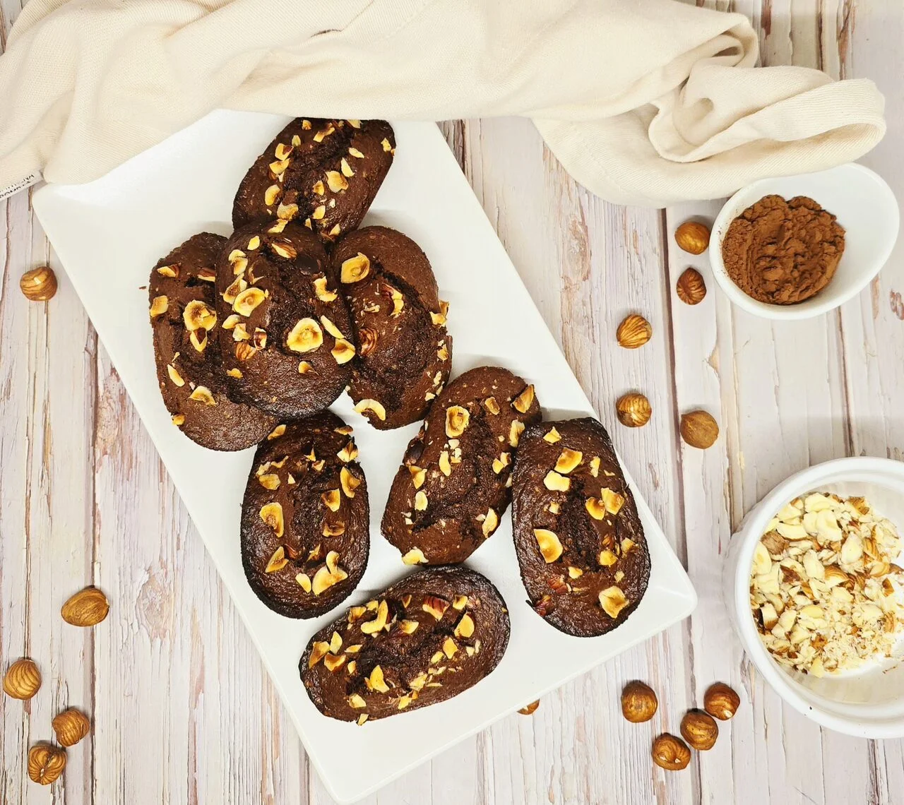 Madeleines chocolat noisettes