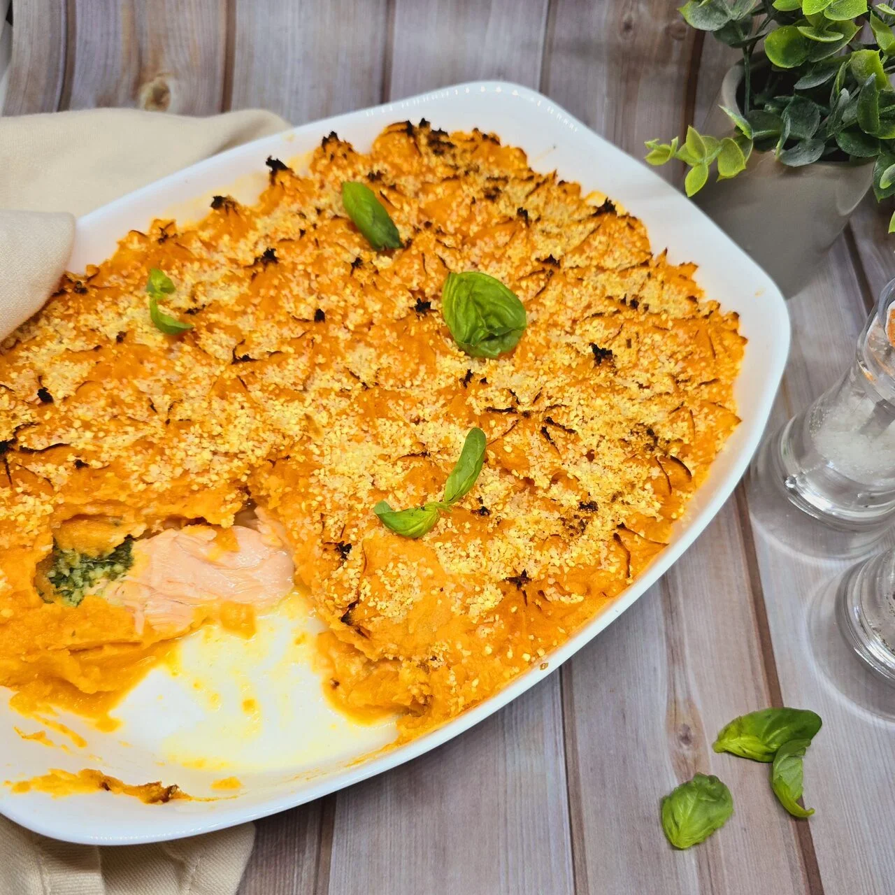 Parmentier de patates douces et saumon