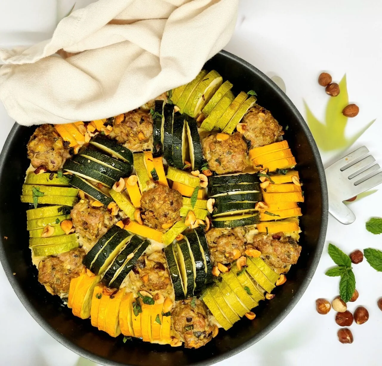 Tian de courgettes aux boulettes