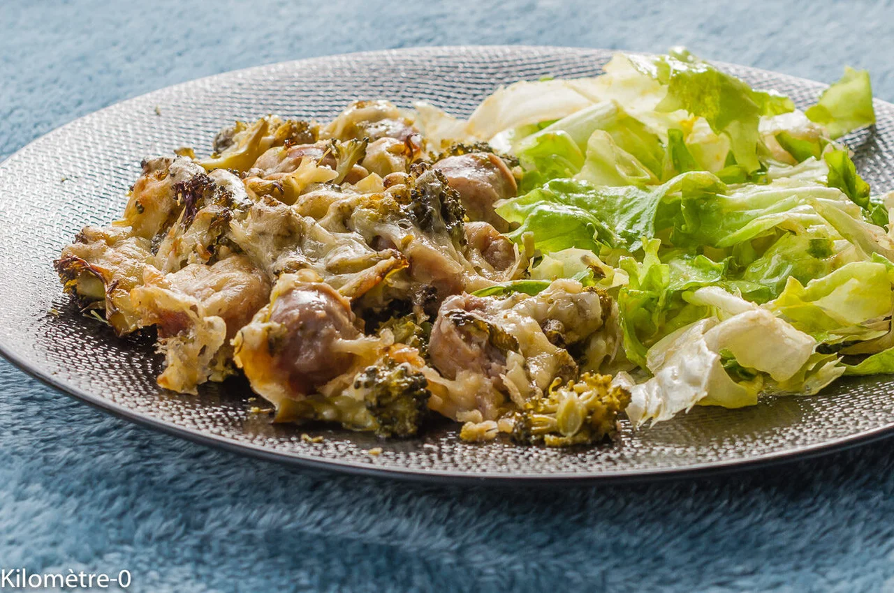 Gratin de brocolis aux saucisses