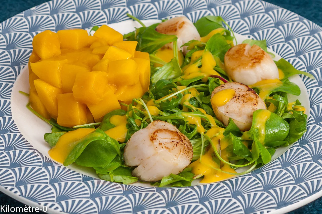 Saint-Jacques aux mangues, vinaigrette de mangue