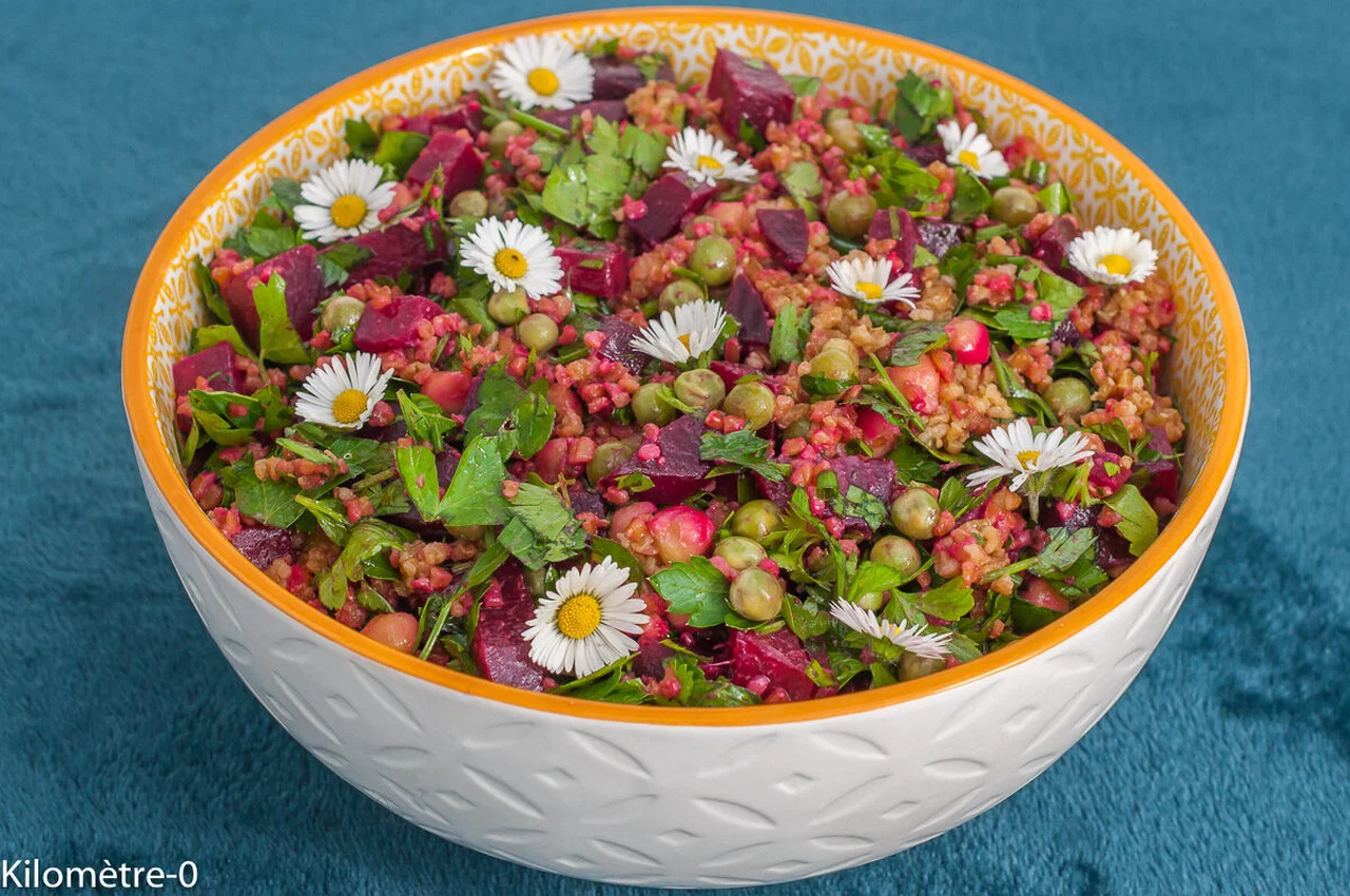 Salade épeautre aux pois chiches et betteraves