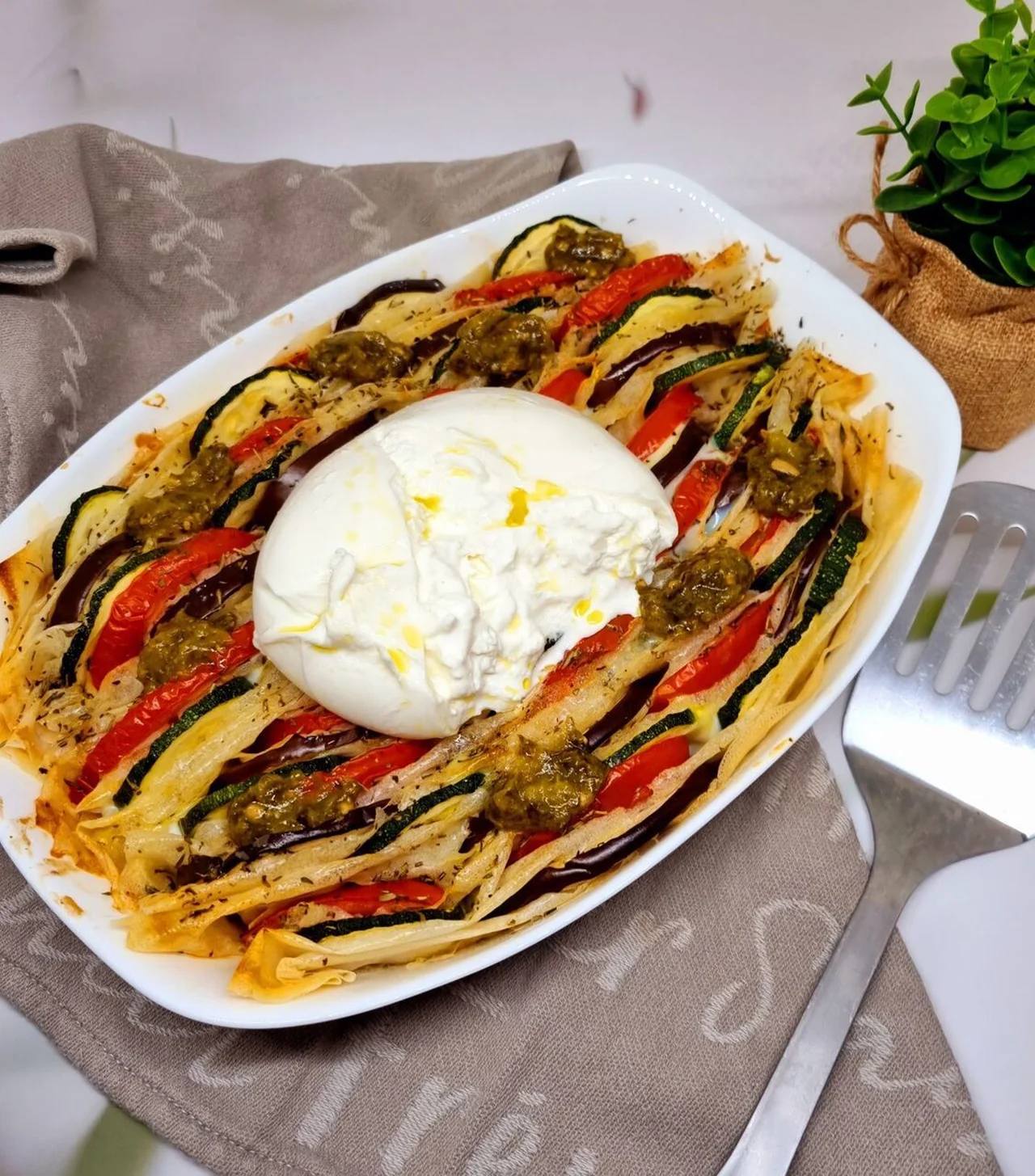 Croustade de légumes à la burrata