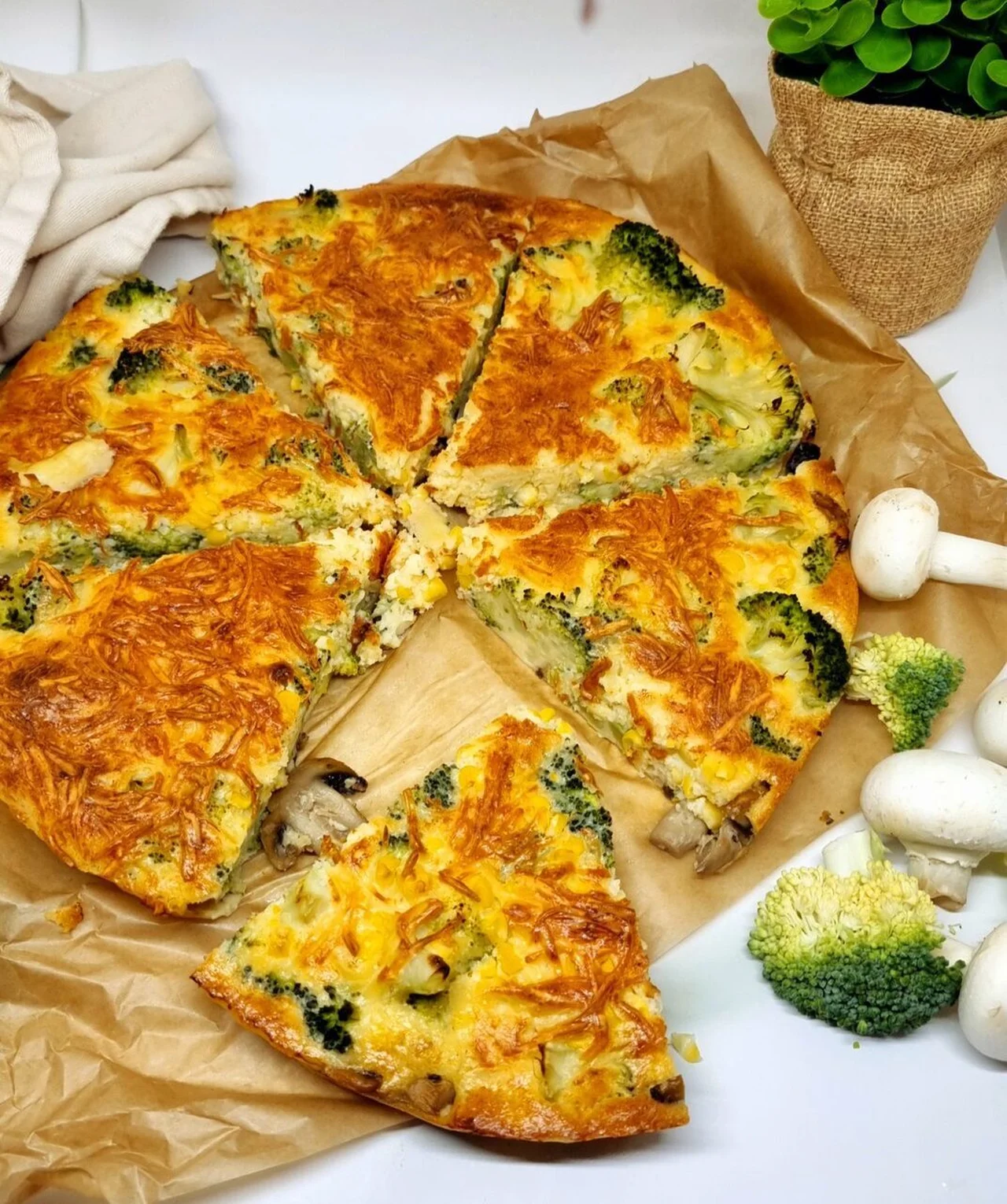Quiche sans pâte brocoli et maïs