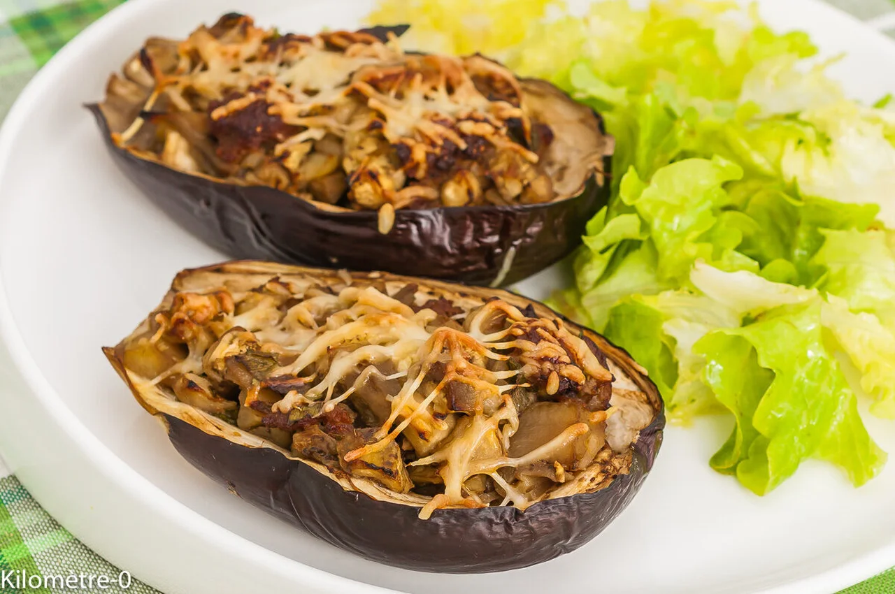 Aubergines farcies aux merguez