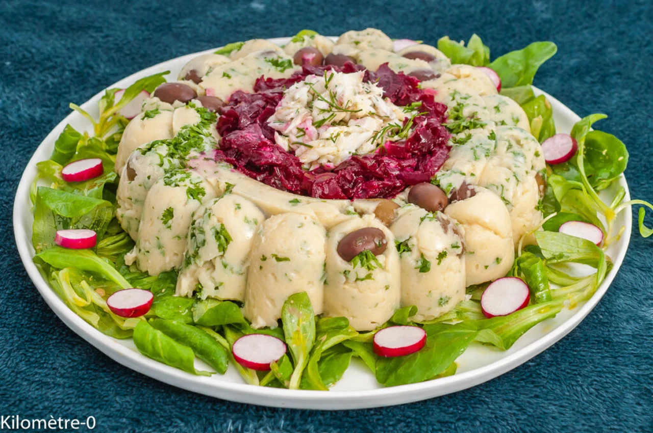 Couronne de pommes de terre aux olives et merlu