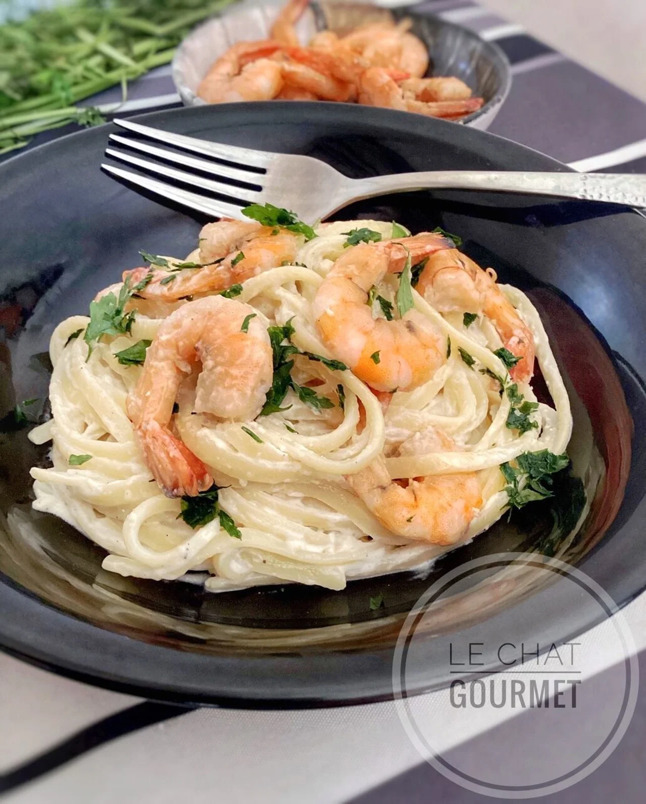 Crevettes sauce Alfredo à la crème fraîche