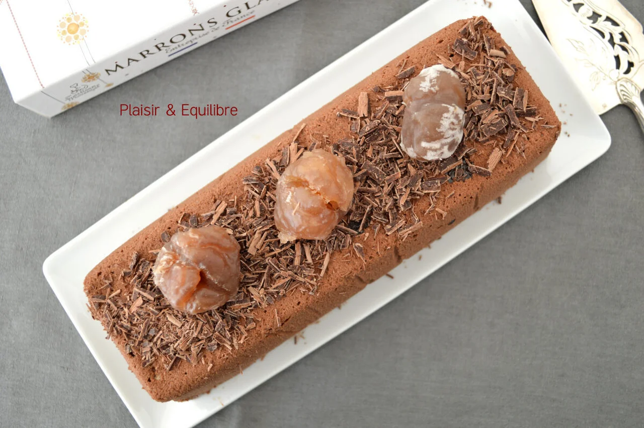 Fondant au chocolat, crème de marrons et marrons glacés