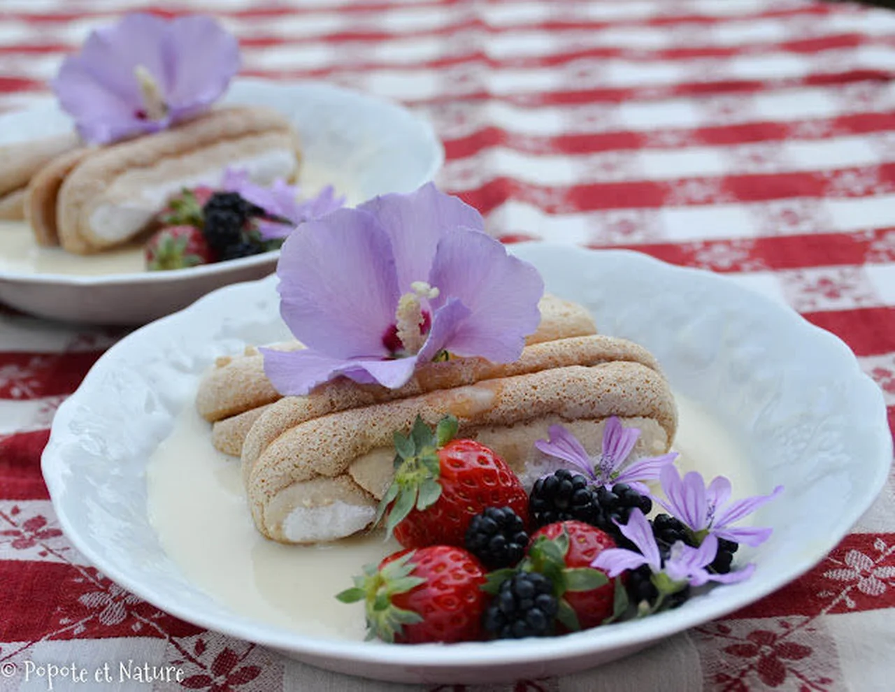 Biscuits cuillère à la crème anglaise verveine