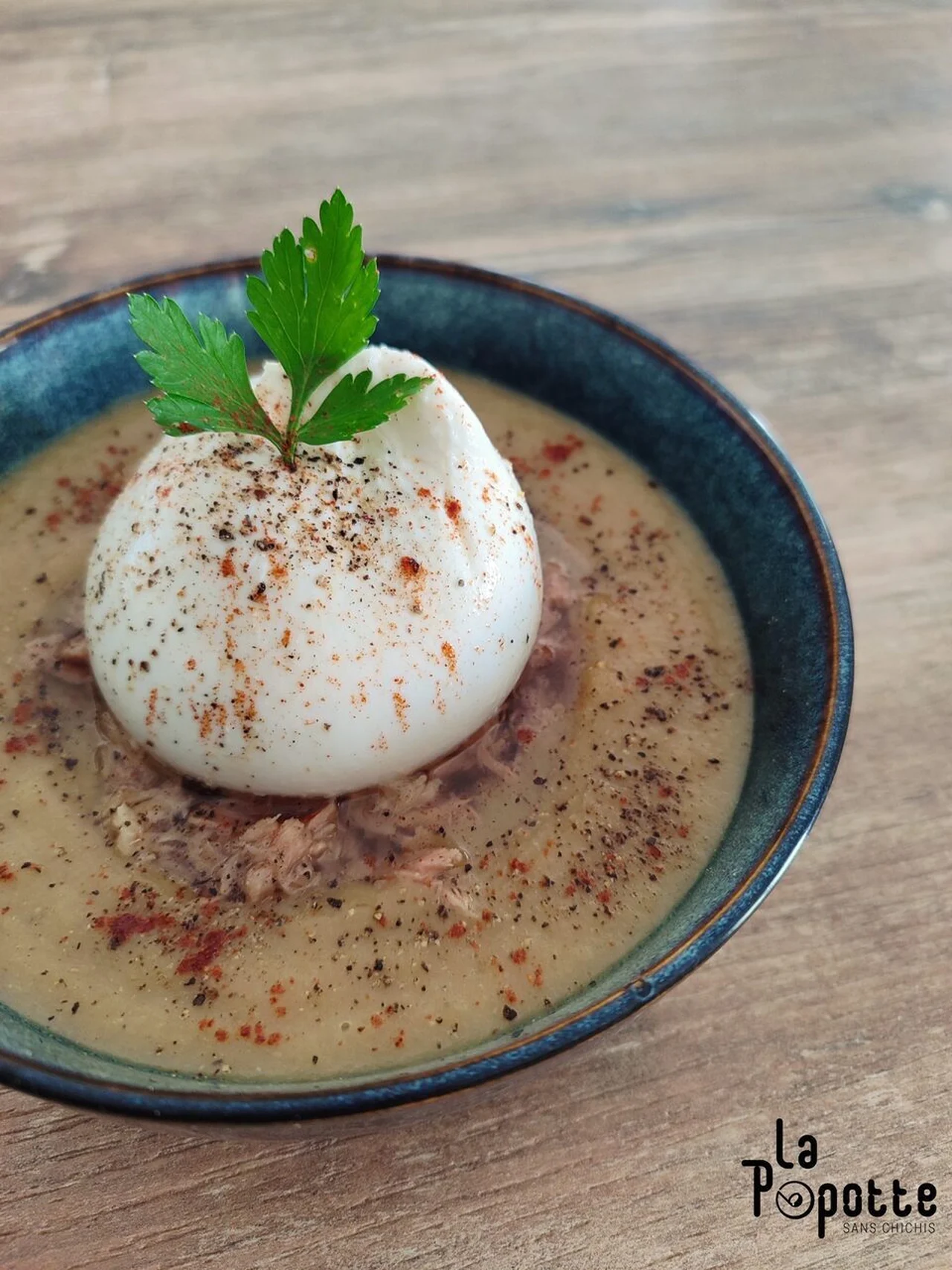 Soupe de courgettes burrata et thon
