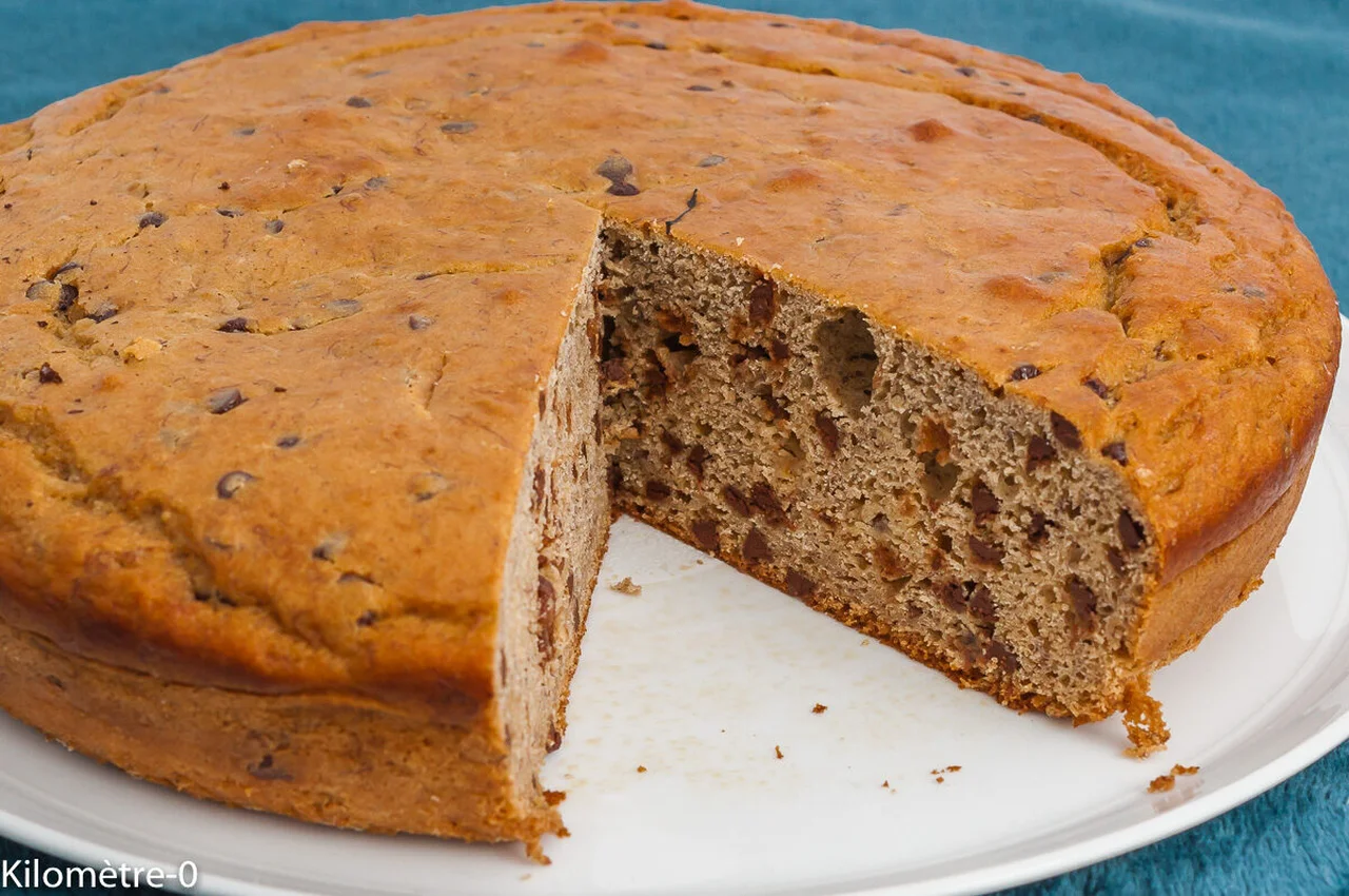 Gâteau du matin aux trois farines et pépites de chocolat
