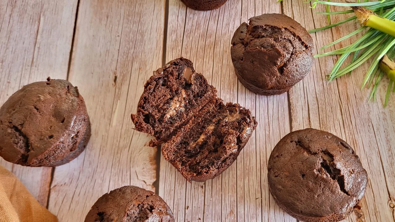 Muffins banana bread chocolat au cœur chocolat