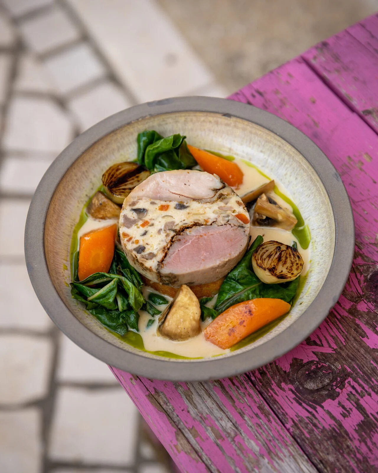 Marbré de canard, pintade et mousse de poulet