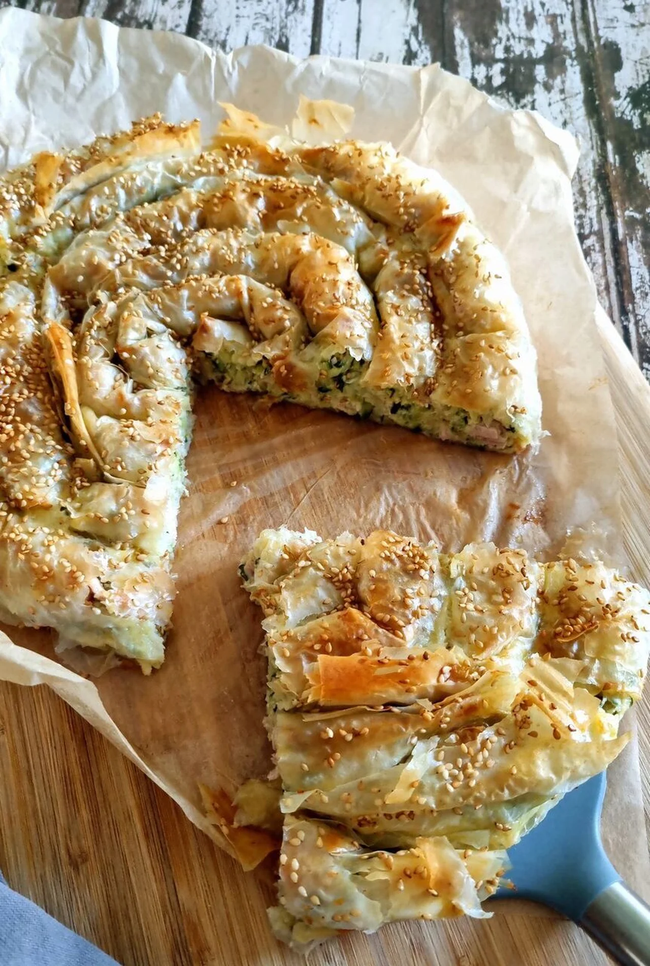 Tarte filo aux courgettes et jambon