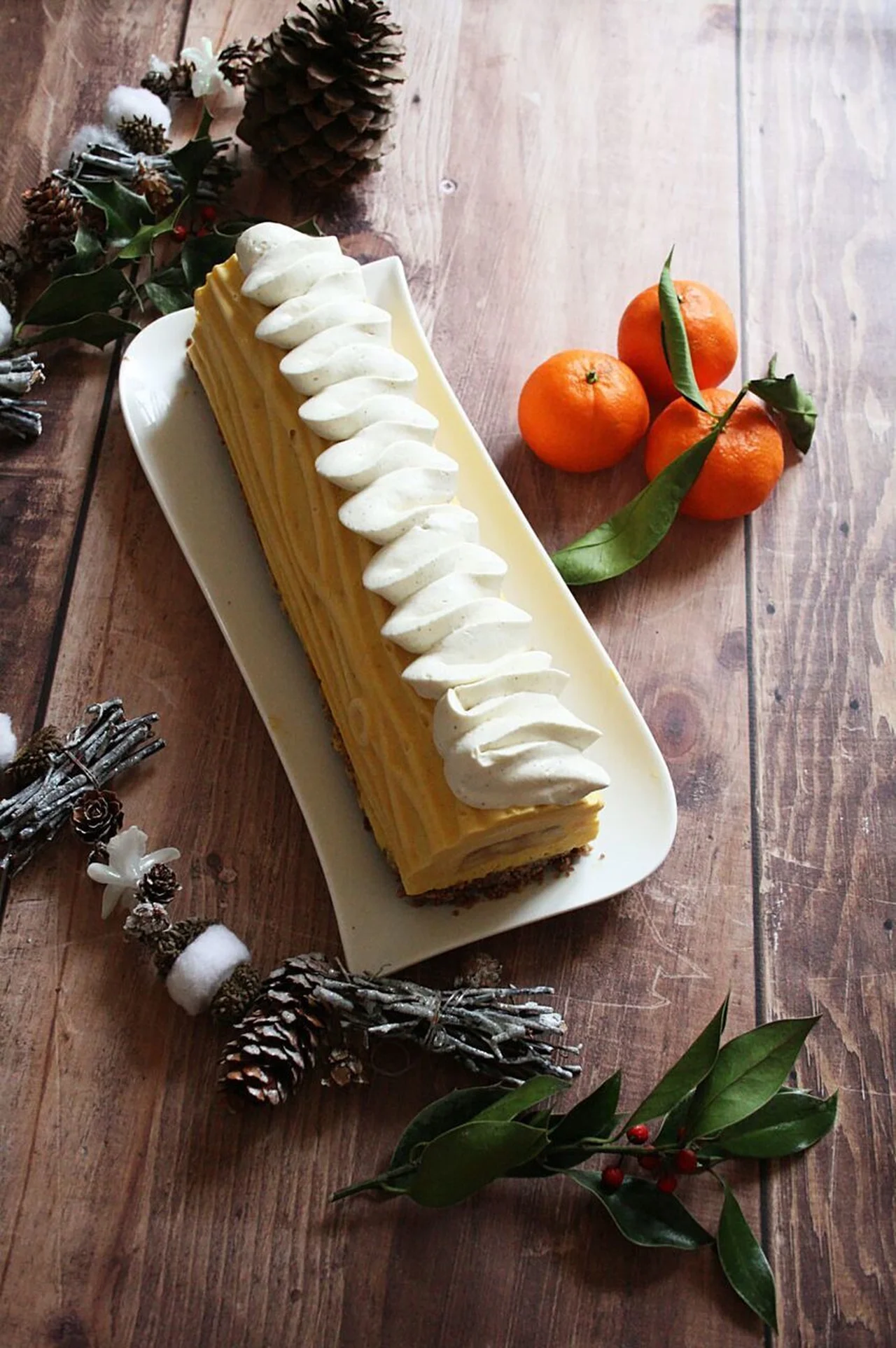 Bûche mangue coco et pommes caramélisées