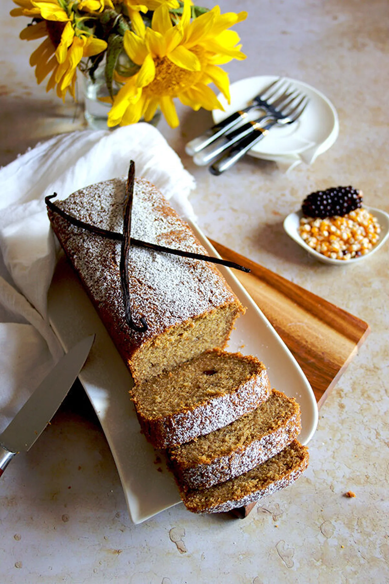 Cake polenta vanille sans gluten lait œufs