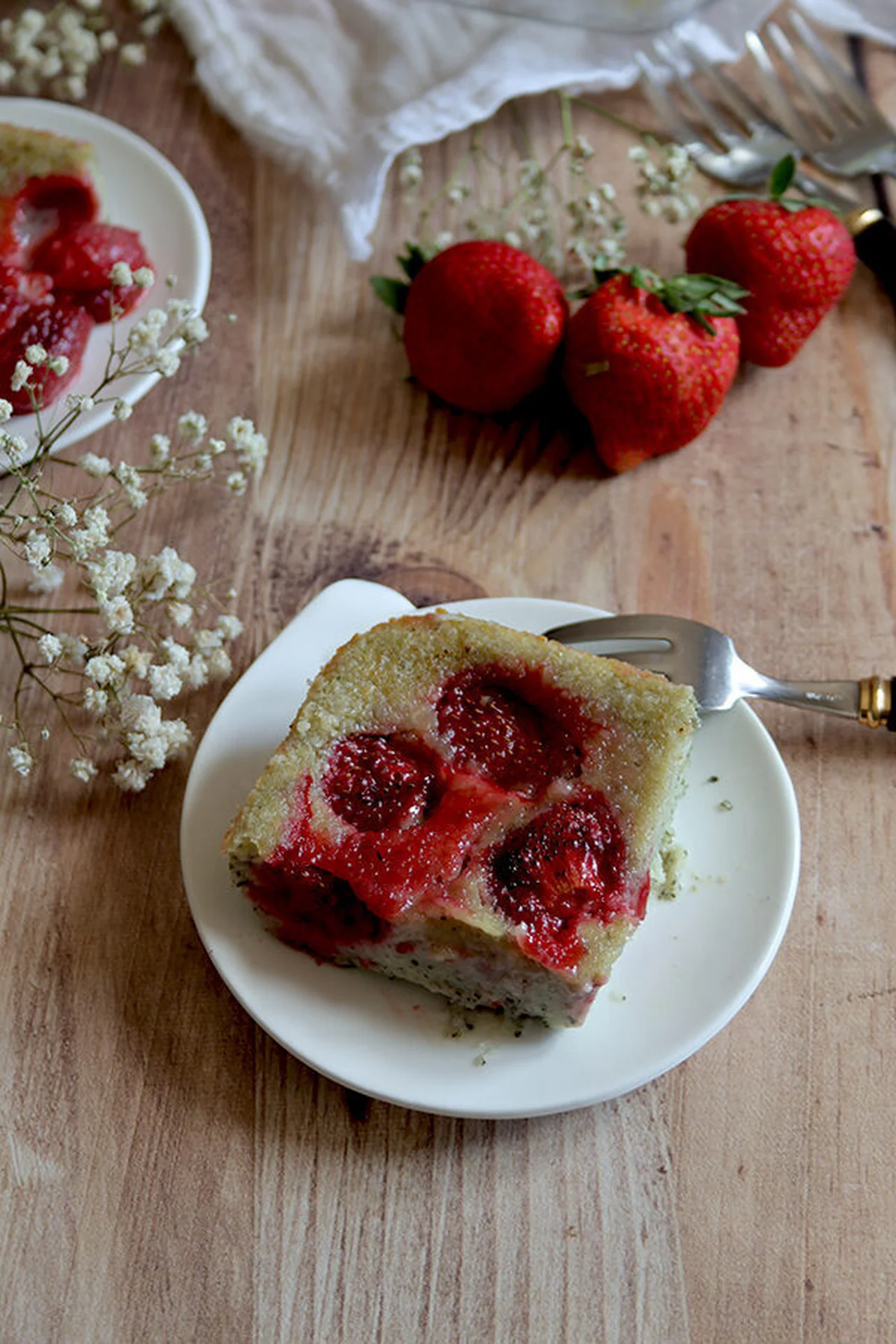 Clafoutis aux fraises sans gluten ni lait ni oeuf