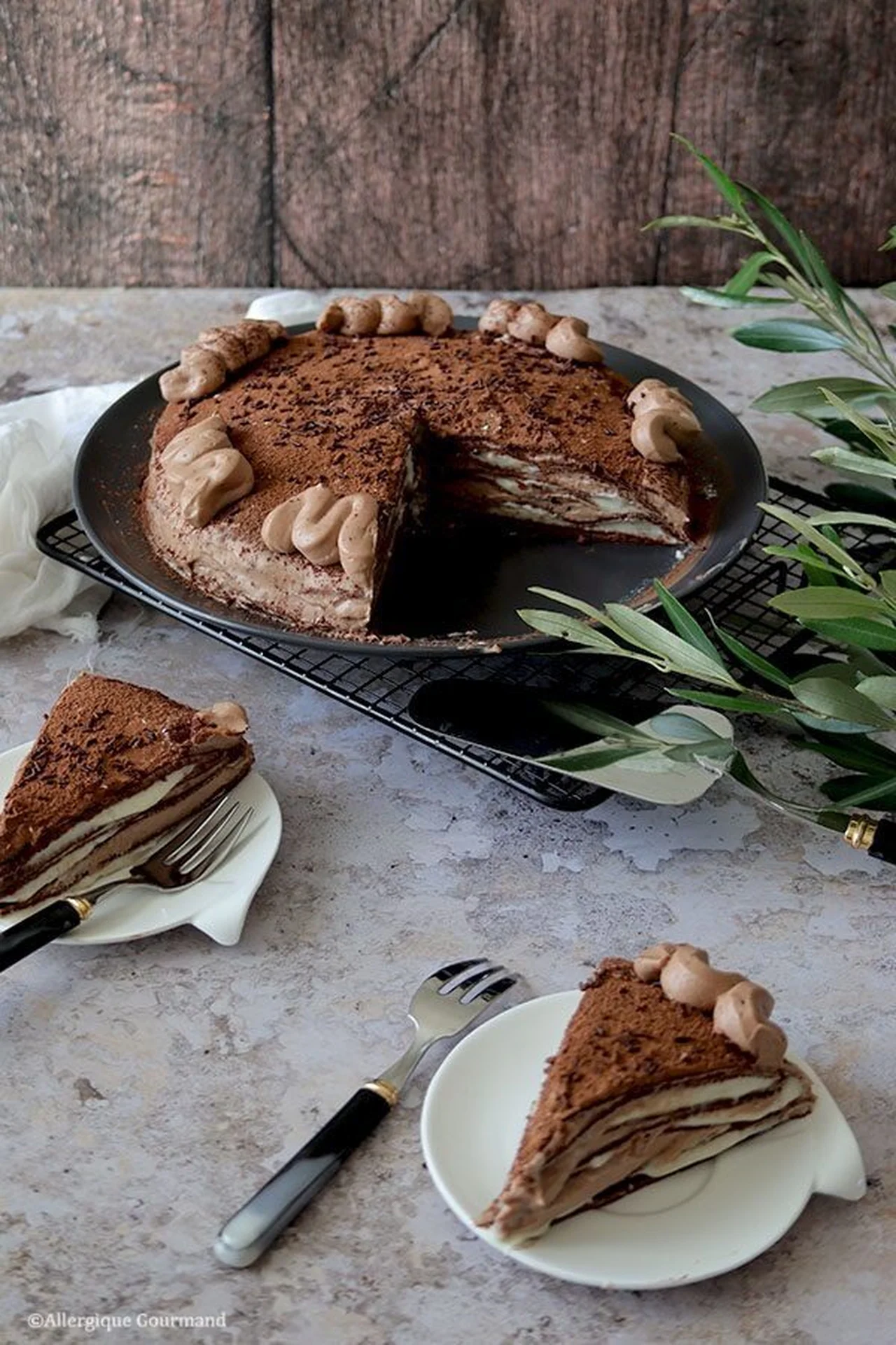 Gâteau de crêpes vanille chocolat