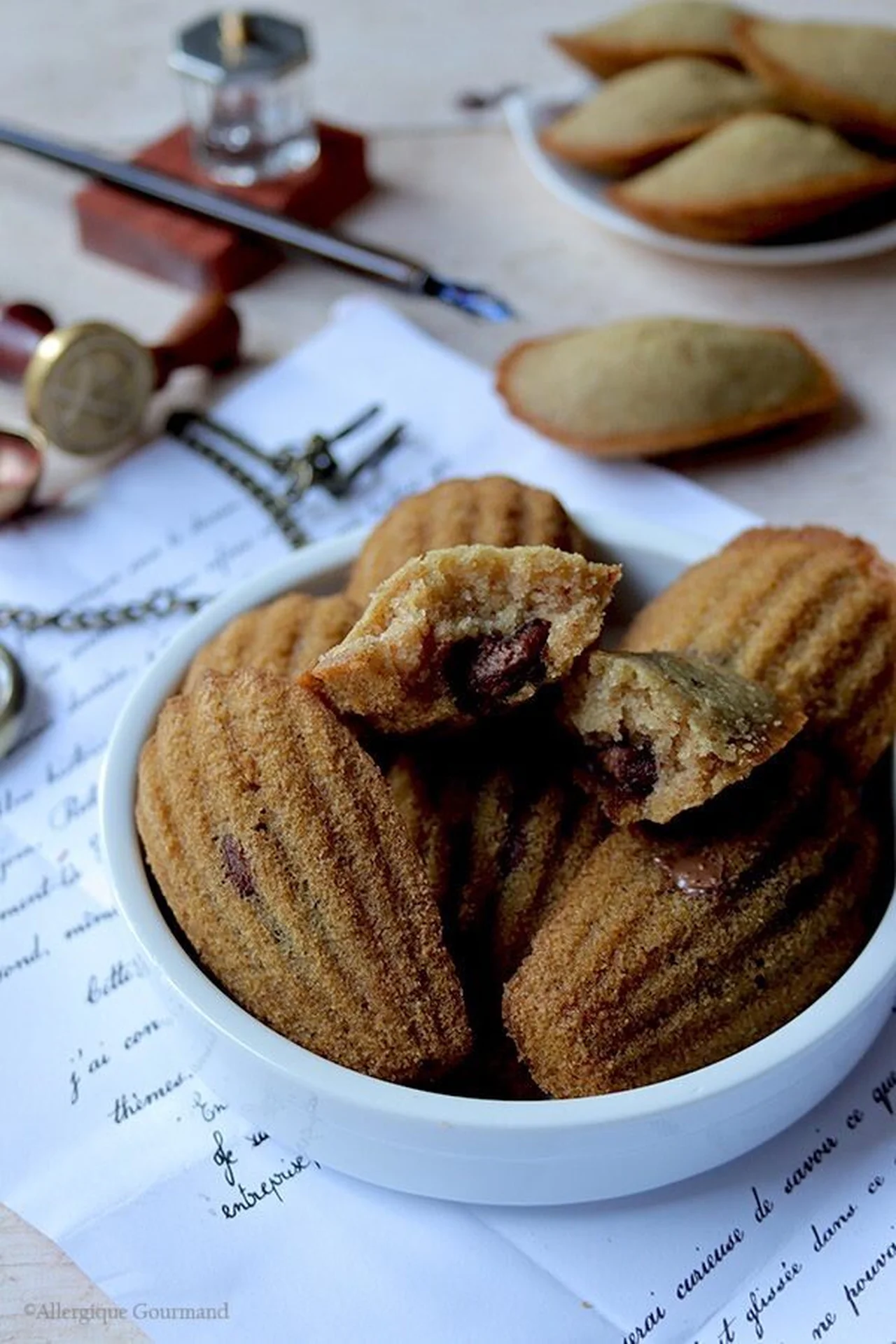 Madeleines cœur chocolat sans gluten