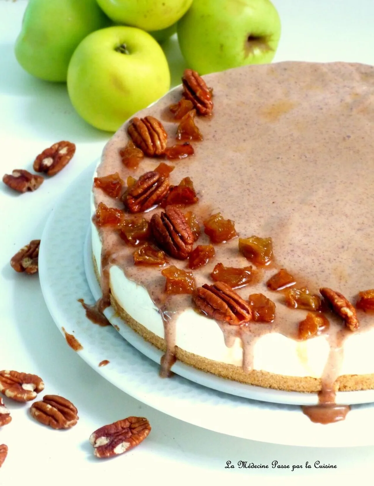 Cheesecake aux pommes confites et praliné de pécan
