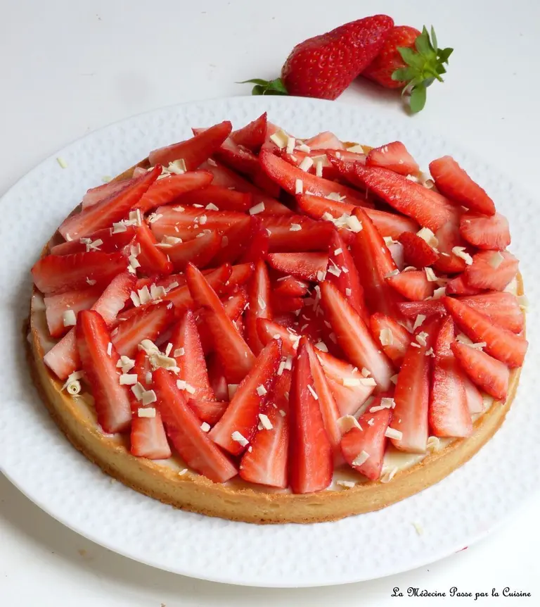 Tarte aux fraises et ganache chocolat blanc