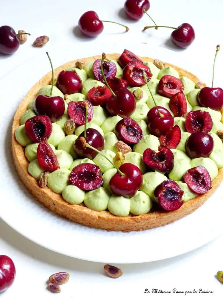 Tarte cerises et pistaches