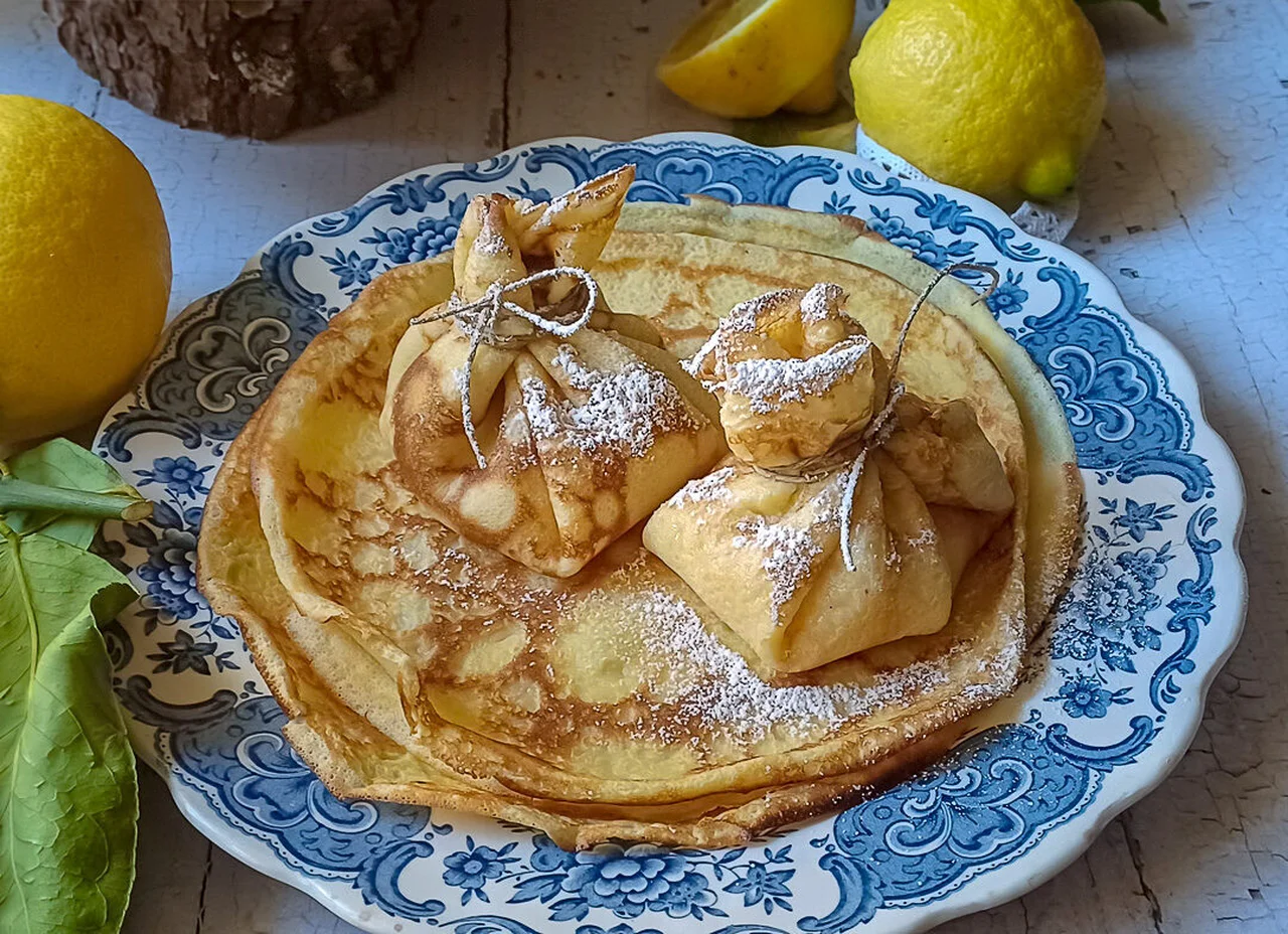 Aumônières de crêpes au lemon curd