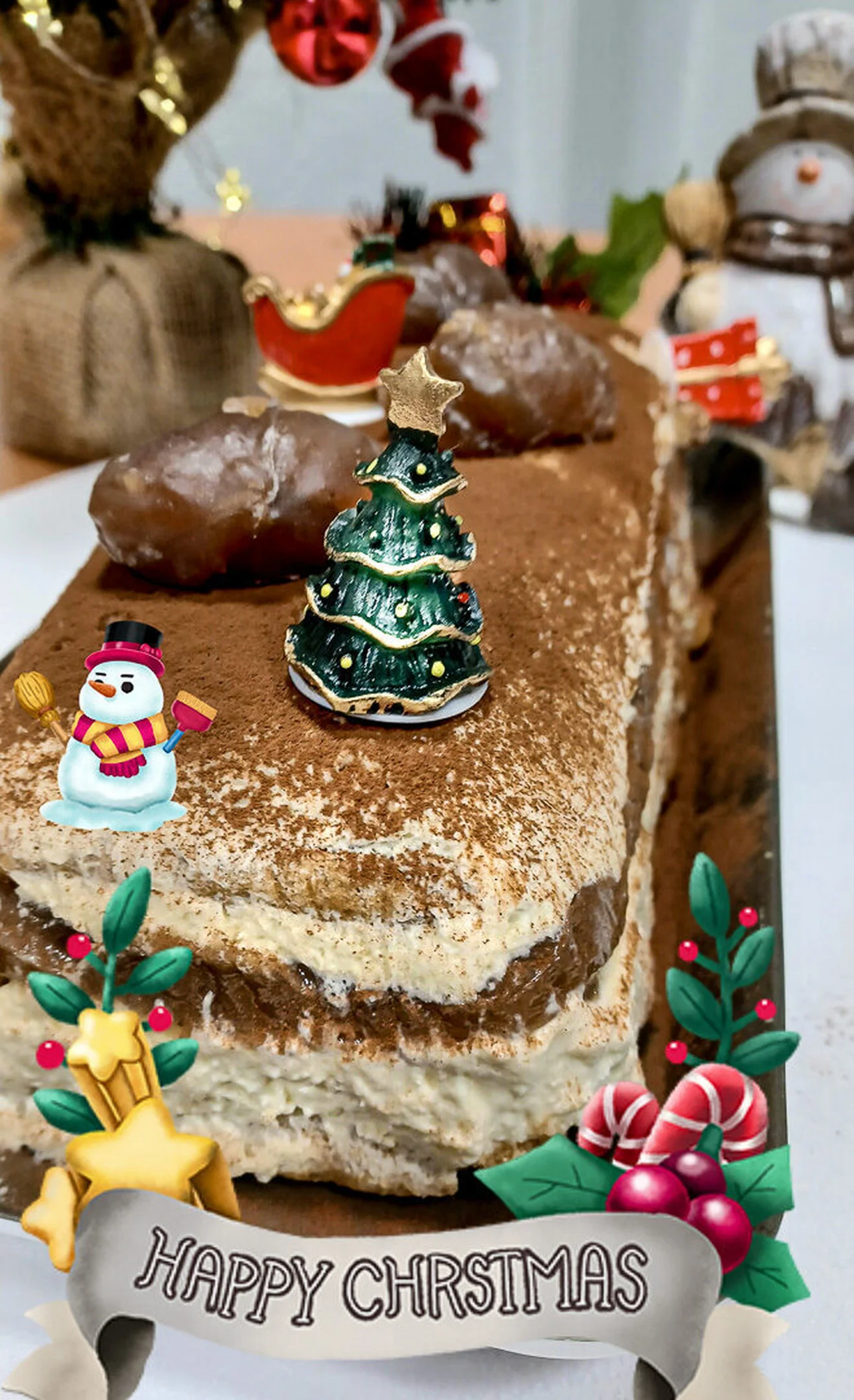Bûche tiramisu à la crème de marrons