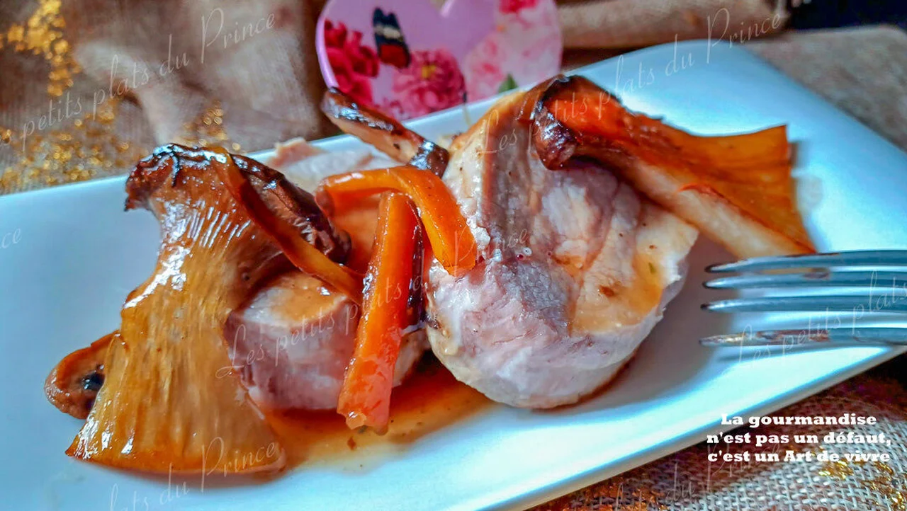 Filet de veau en cocotte, champignons eryngii sautés