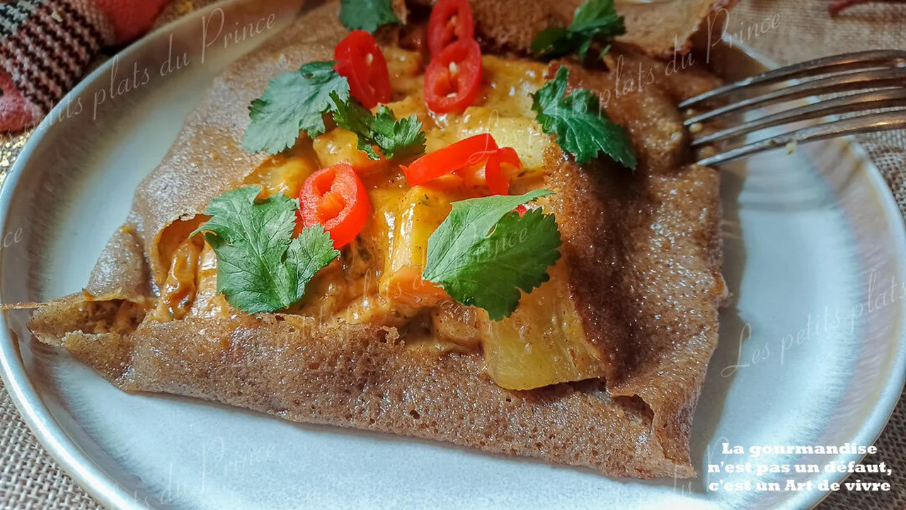 Galette Pondichéry poulet, curry, ananas