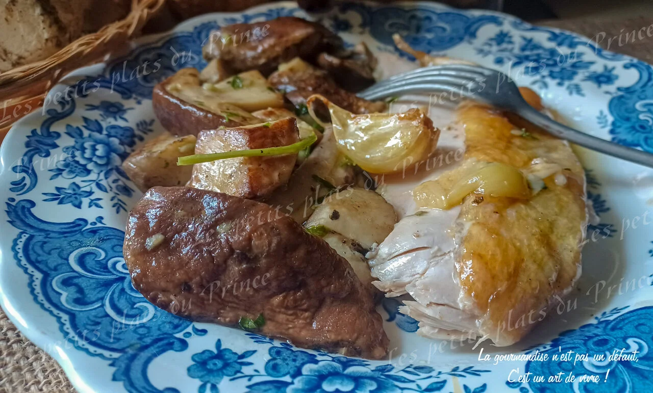 Pintade basse température et poêlée de cèpes
