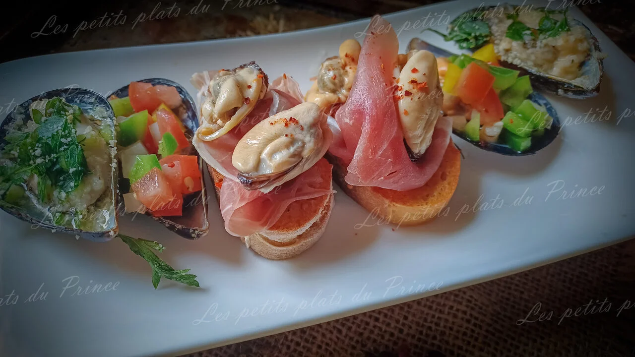 Tapas de moules en 3 sortes