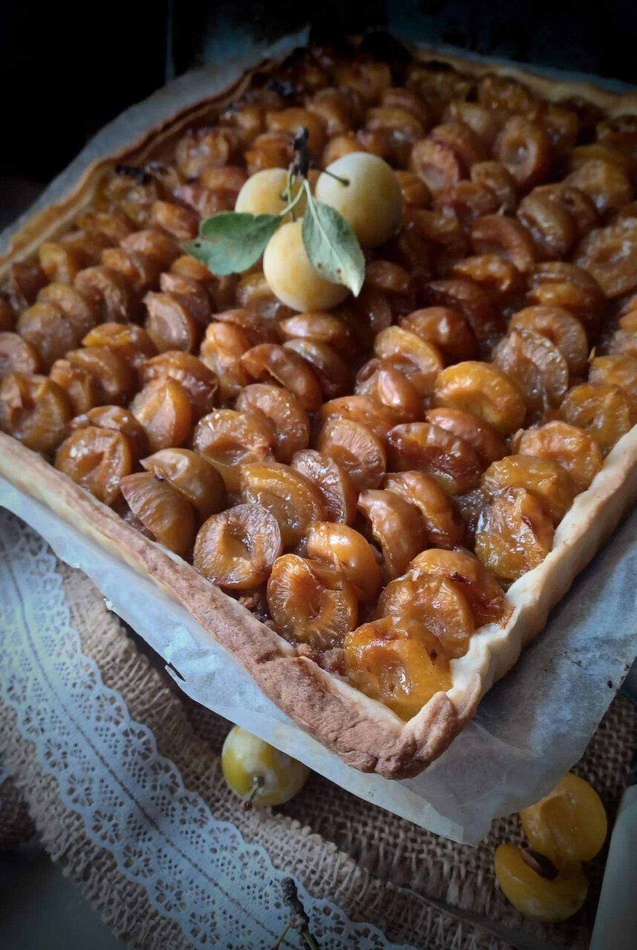 Tarte aux mirabelles et biscuits spéculoos