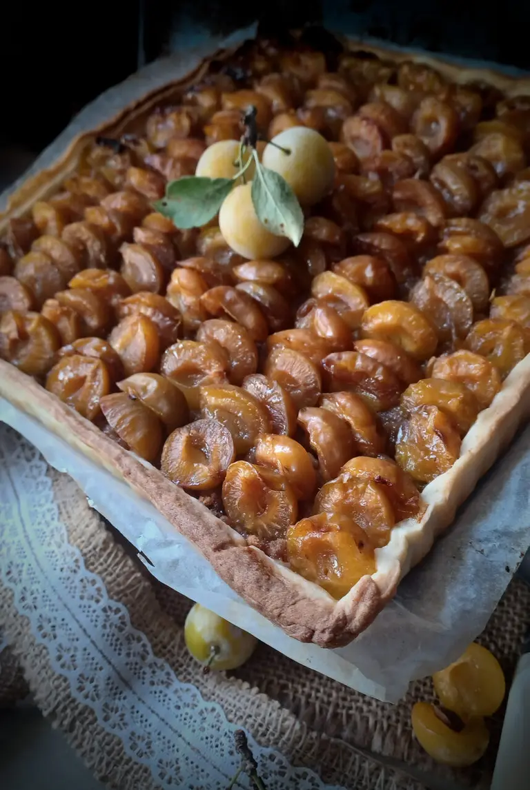 Tarte aux mirabelles et biscuits spéculoos