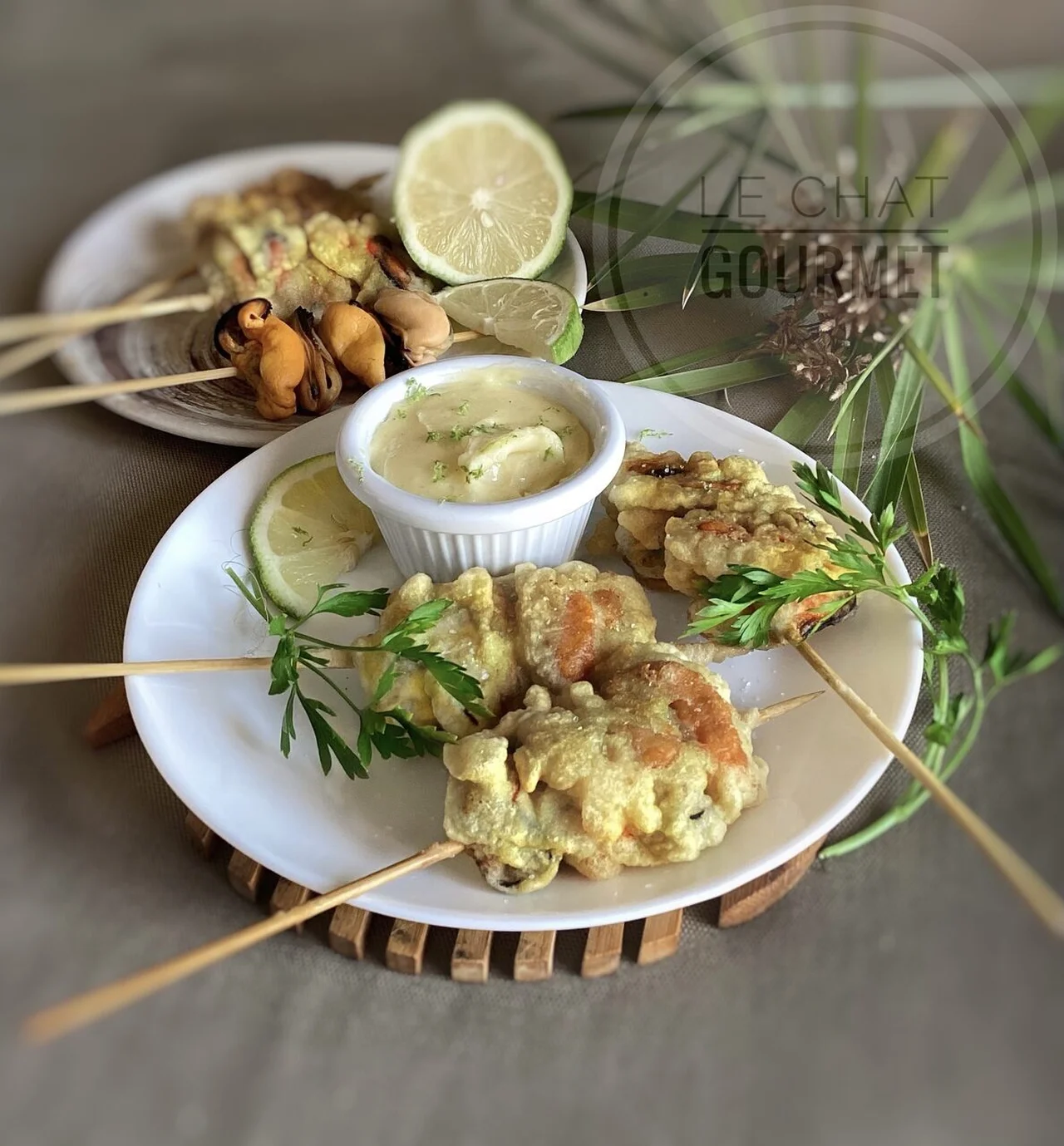 Moules en tempura, mayo citron vert-soja