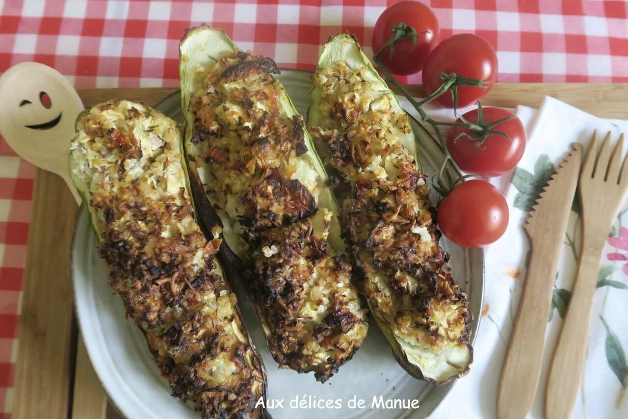 Courgettes blanches farcies au boulgour et chèvre frais